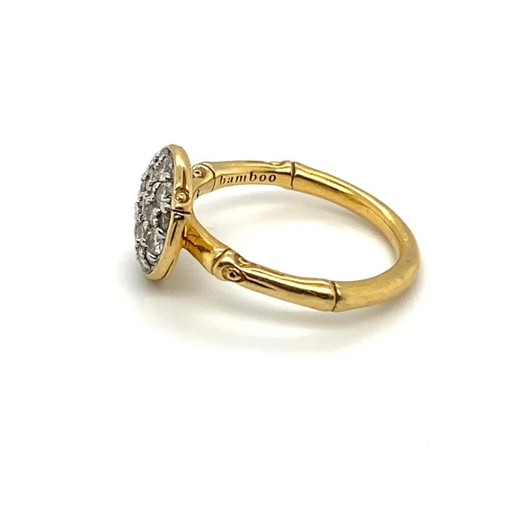 John Hardy 18k Yellow Gold Metallic Bamboo Diamomd Ring - Picture 4 of 8